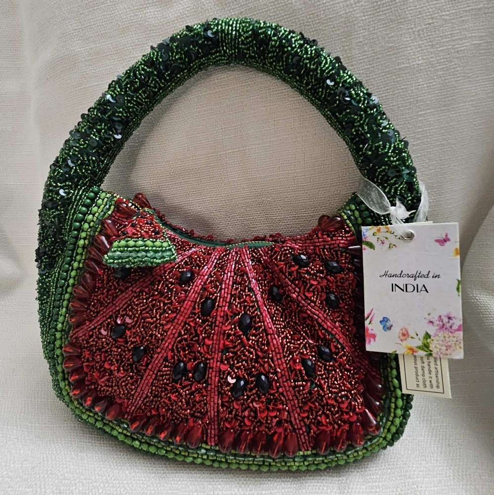 NWT Viral TikTok Watermelon Beaded Bag Slouch Purse Handcrafted In India